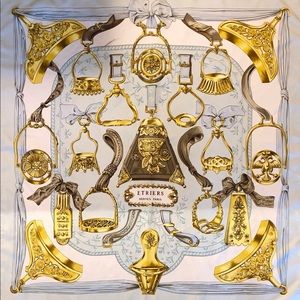 Hermes Etriers vintage silk jacquard scarf / wrap